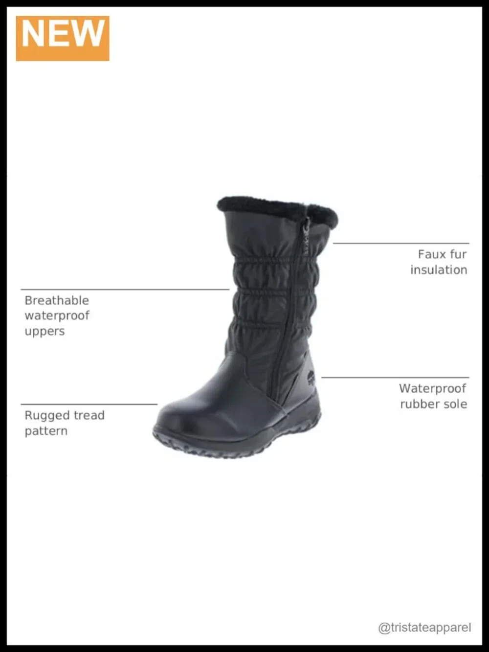 Insulated Waterproof Snow Boots with Faux Fur Trim and Zipper